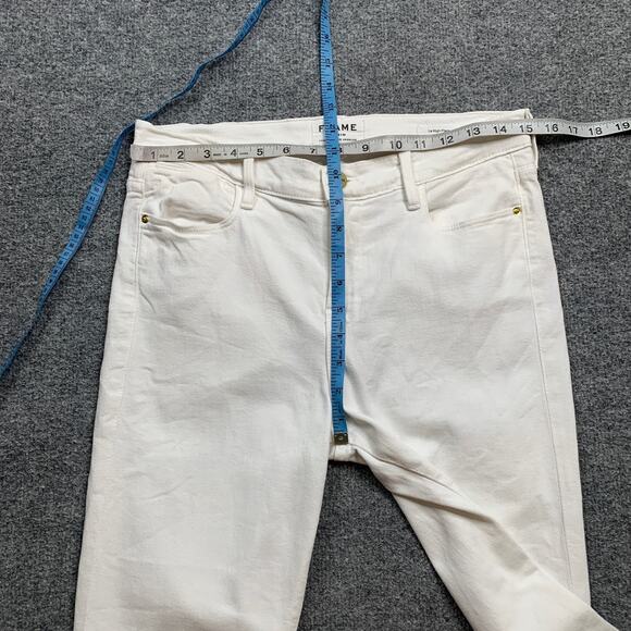 Frame Jeans Womens 29 White Denim Le High Flare Mid Rise 5 Pocket Stretch *READ - Picture 4 of 11